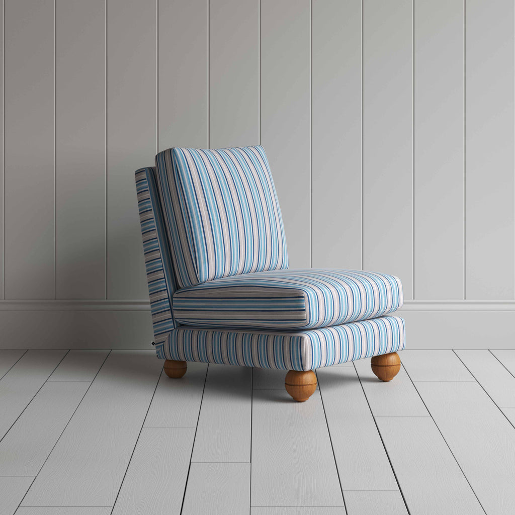 Perch Slipper Armchair in Slow Lane Cotton Linen, Blue - NiX