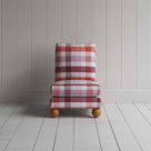 Perch Slipper Armchair in Checkmate Cotton, Berry Front-view - By NiX