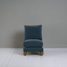 Perch Slipper Armchair in Well Plaid Frame and Intelligent Velvet Mineral Seat, With Cushion, an Ottoman, and a  Brass Base Floor Lamp With, To The Point Paper Empire Lamp Shade in Soft White with Peacock Blue Trim - Nicola Harding