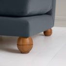 Perch Slipper Armchair in Well Plaid Frame and Intelligent Velvet Mineral Seat, With Cushion, an Ottoman, and a  Brass Base Floor Lamp With, To The Point Paper Empire Lamp Shade in Soft White with Peacock Blue Trim - Nicola Harding