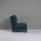 Perch Slipper Armchair in Well Plaid Frame and Intelligent Velvet Mineral Seat, With Cushion, an Ottoman, and a  Brass Base Floor Lamp With, To The Point Paper Empire Lamp Shade in Soft White with Peacock Blue Trim - Nicola Harding
