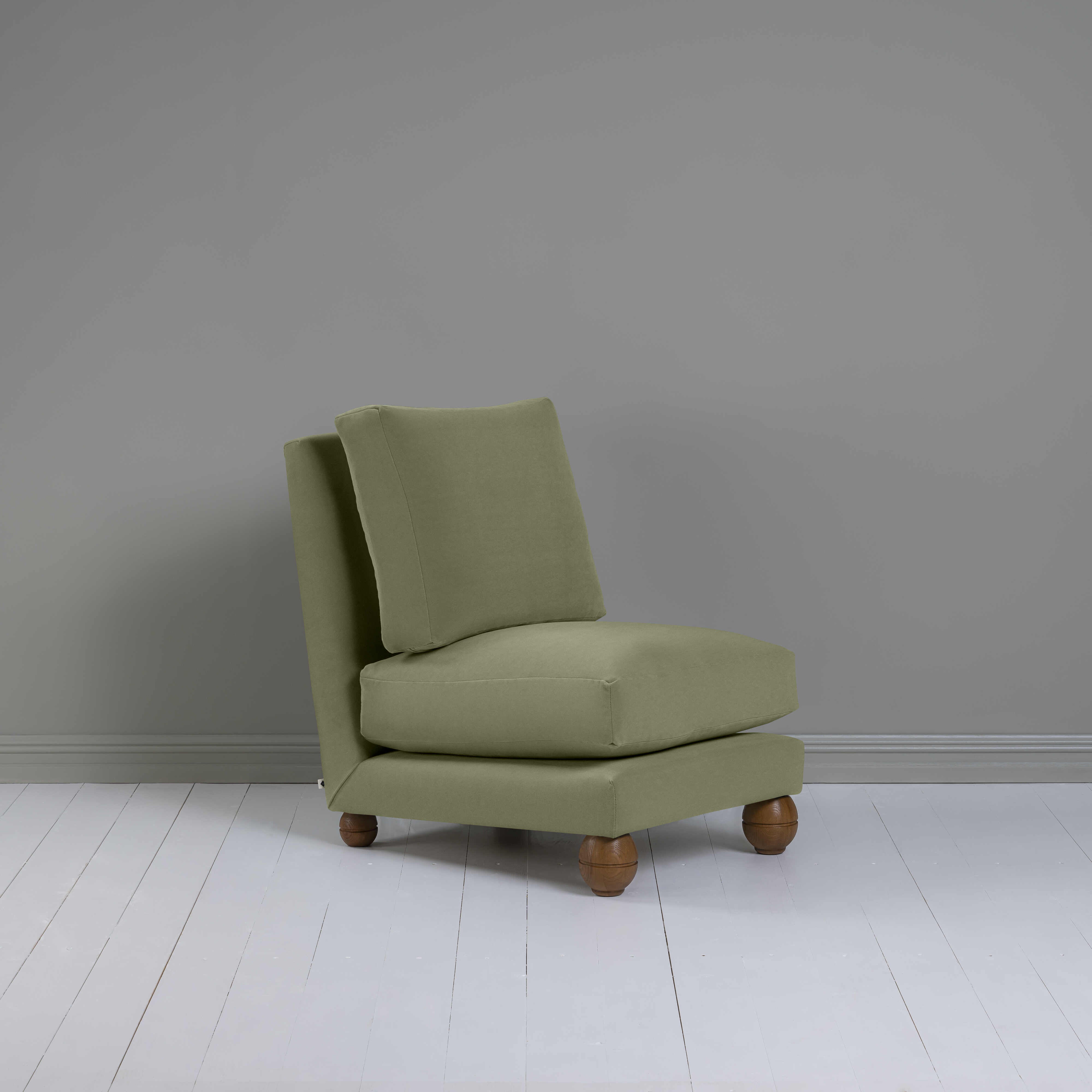 Perch Slipper Armchair in Intelligent Velvet Green Tea - NiX