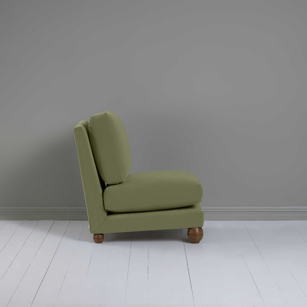 Perch Slipper Armchair in Intelligent Velvet Green Tea Side View - NiX
