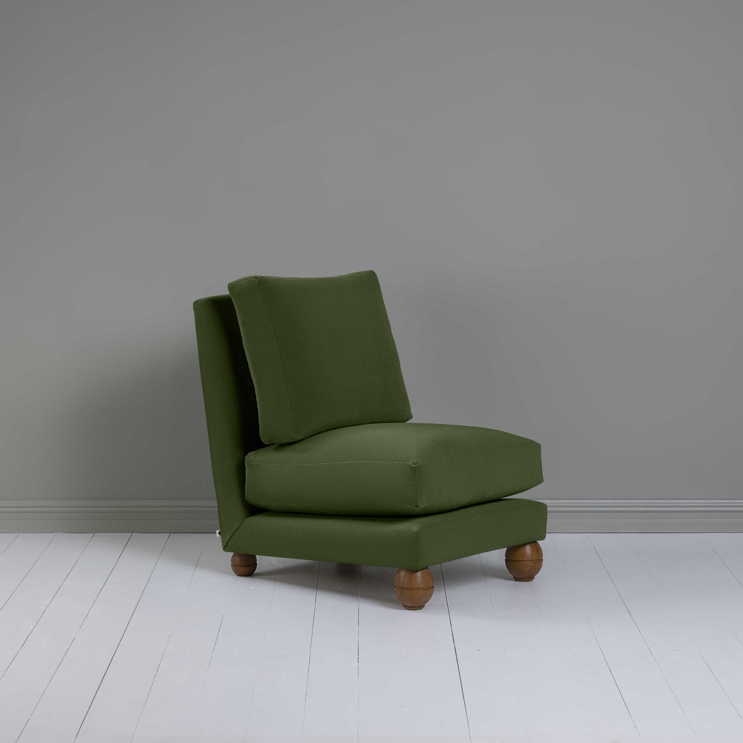 Perch Slipper Armchair in Intelligent Velvet Juniper - NiX