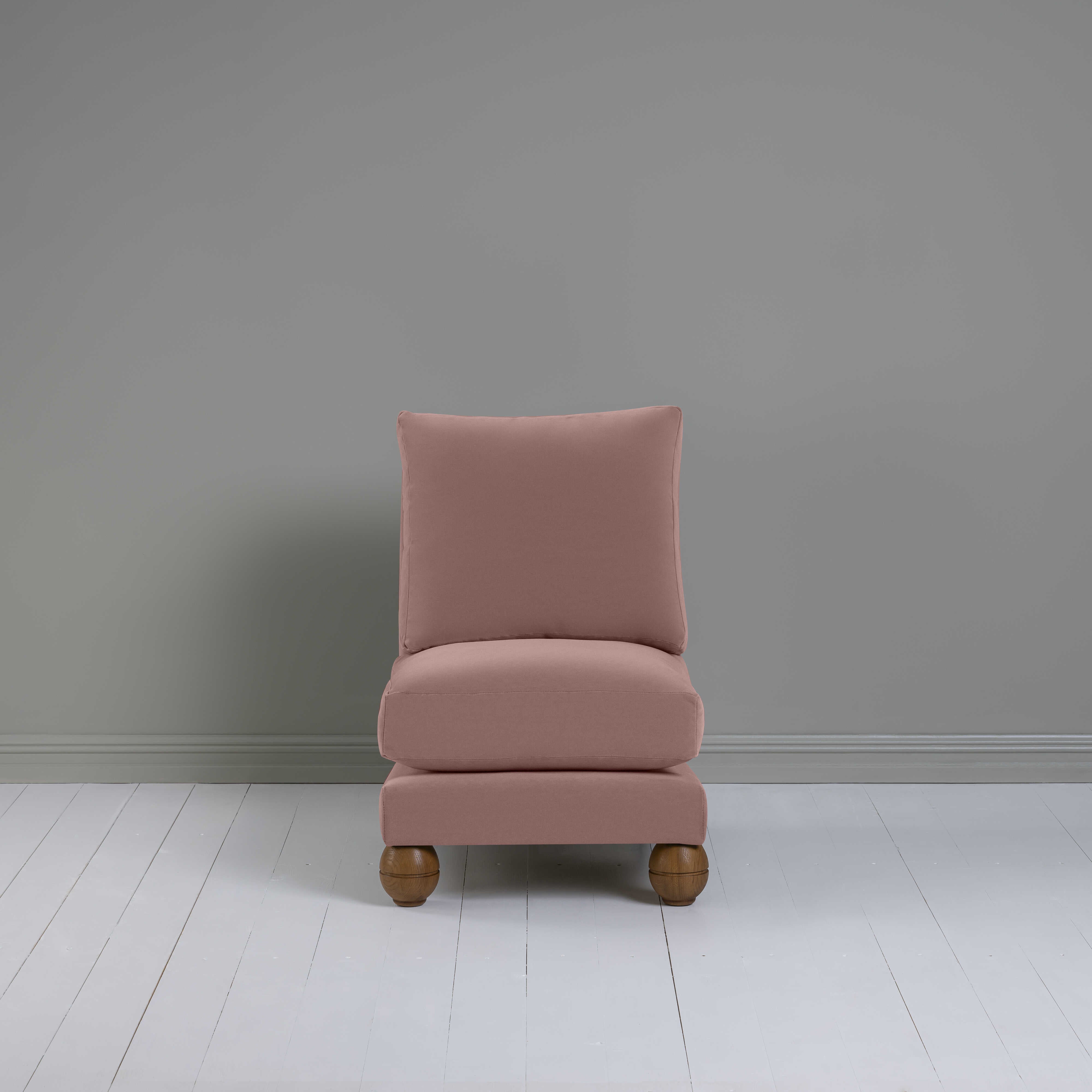 Perch Slipper Armchair in Intelligent Velvet Rose Front View - NiX