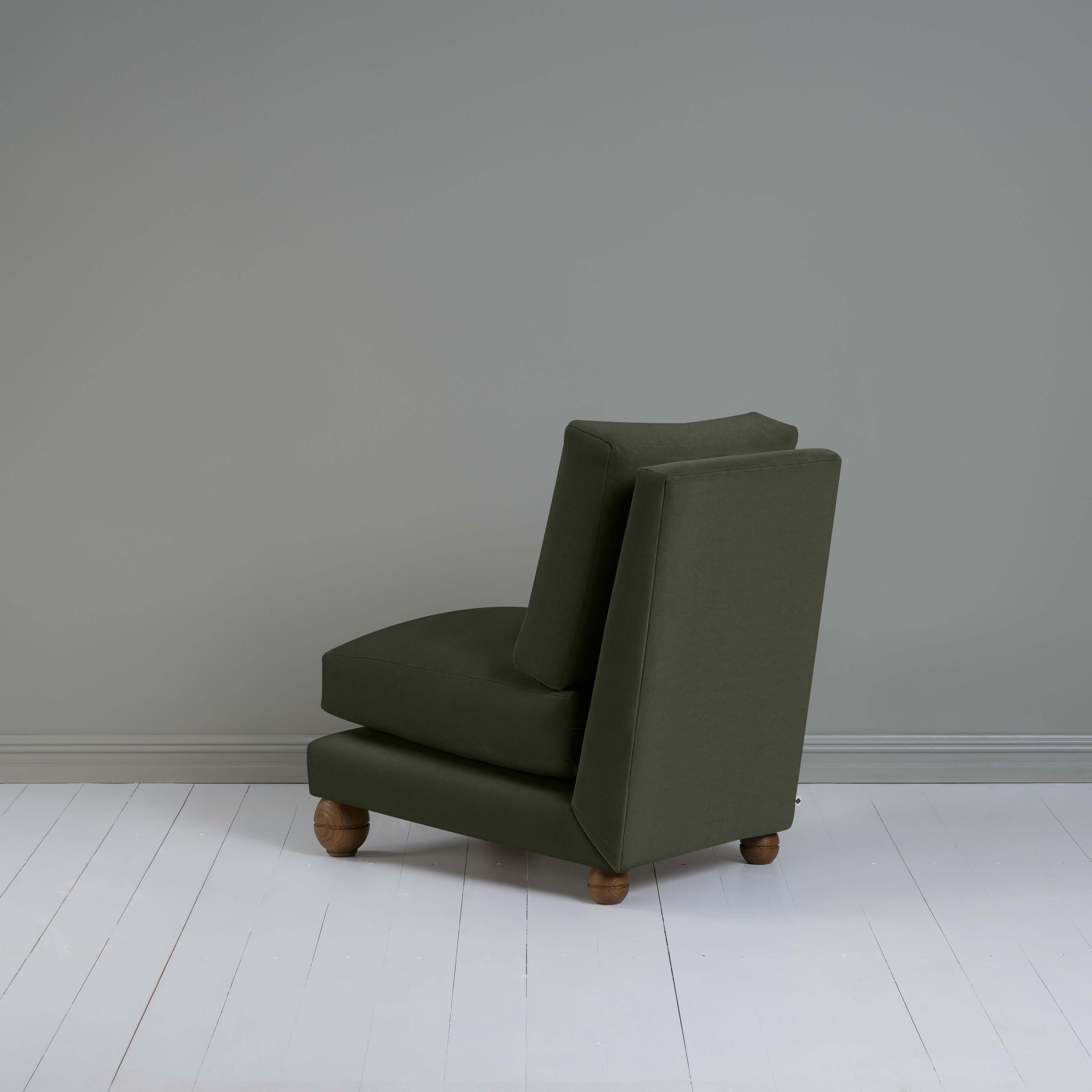 Perch Slipper Armchair in Intelligent Velvet Seaweed, Back View - NiX