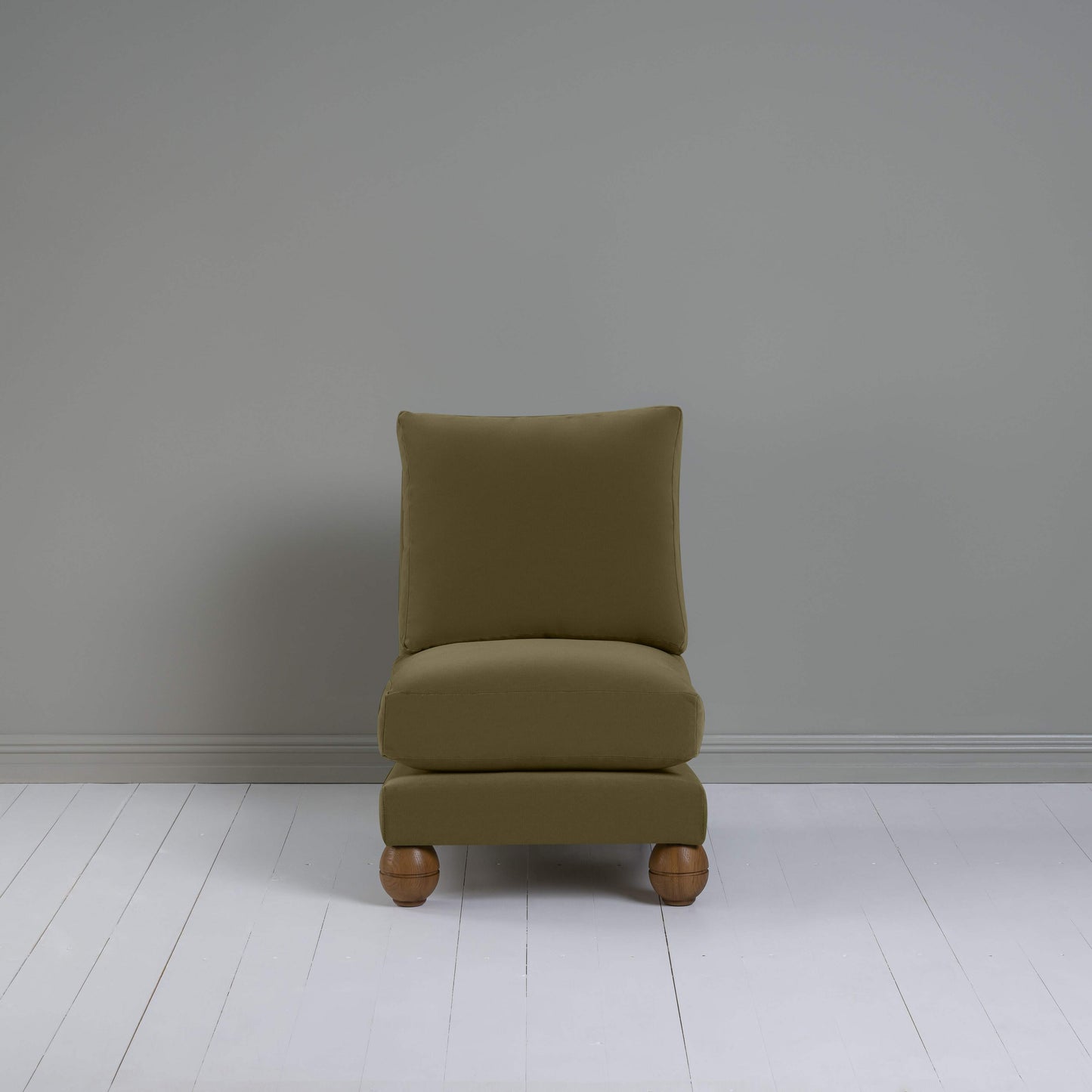 Perch Slipper Armchair in Intelligent Velvet Sepia, Front View - NiX
