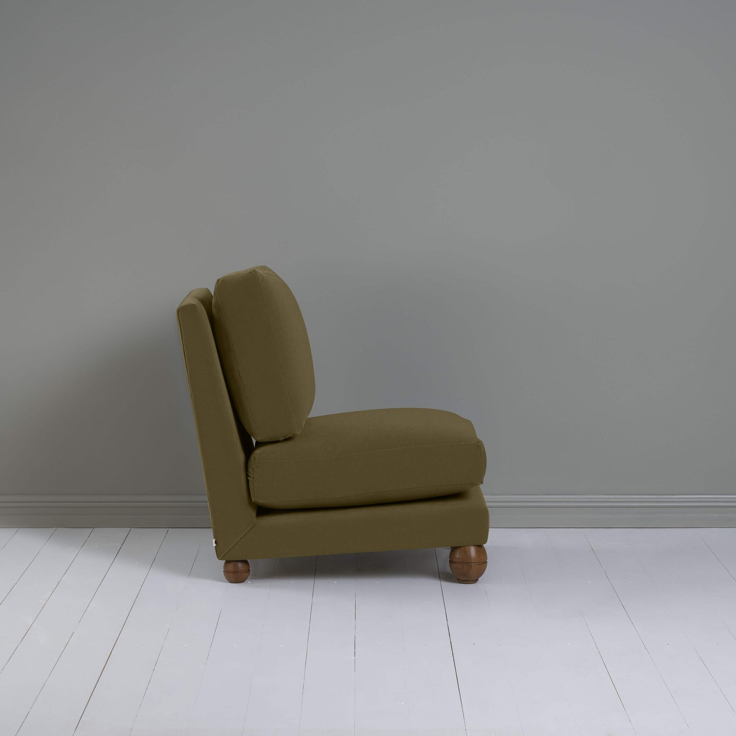Perch Slipper Armchair in Intelligent Velvet Sepia, Side View - NIX