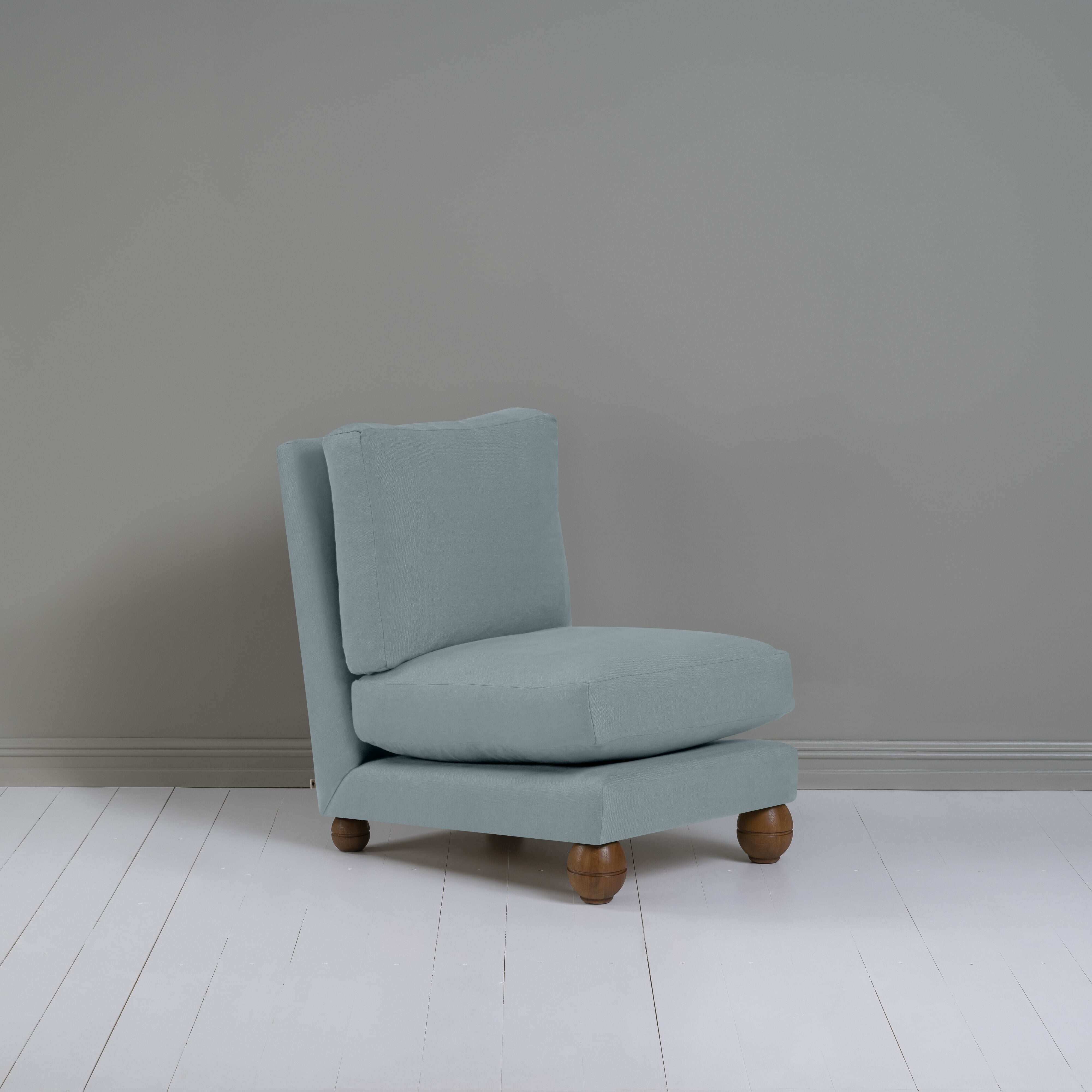 Perch Slipper Armchair in Laidback Linen Cerulean - NiX
