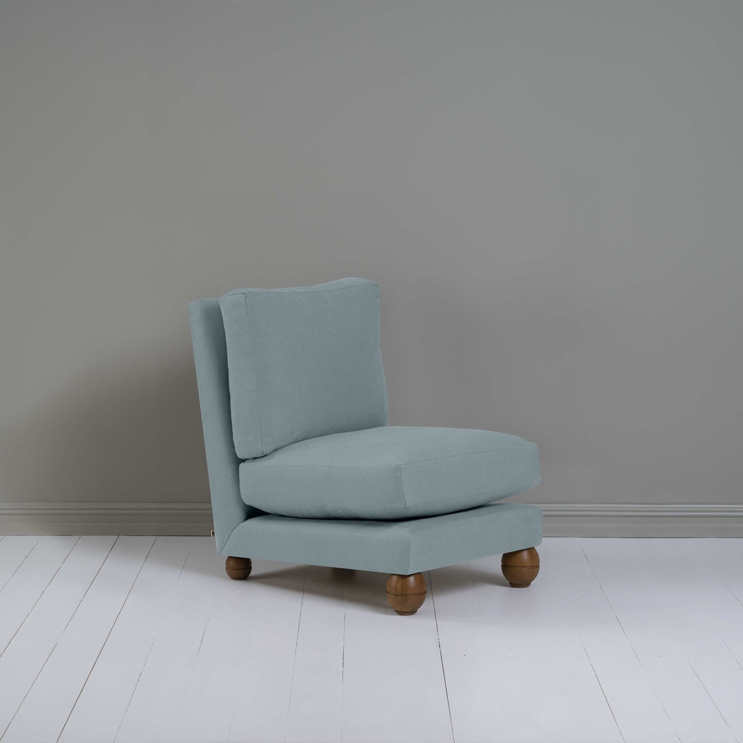 Perch Slipper Armchair in Laidback Linen Cerulean - NiX