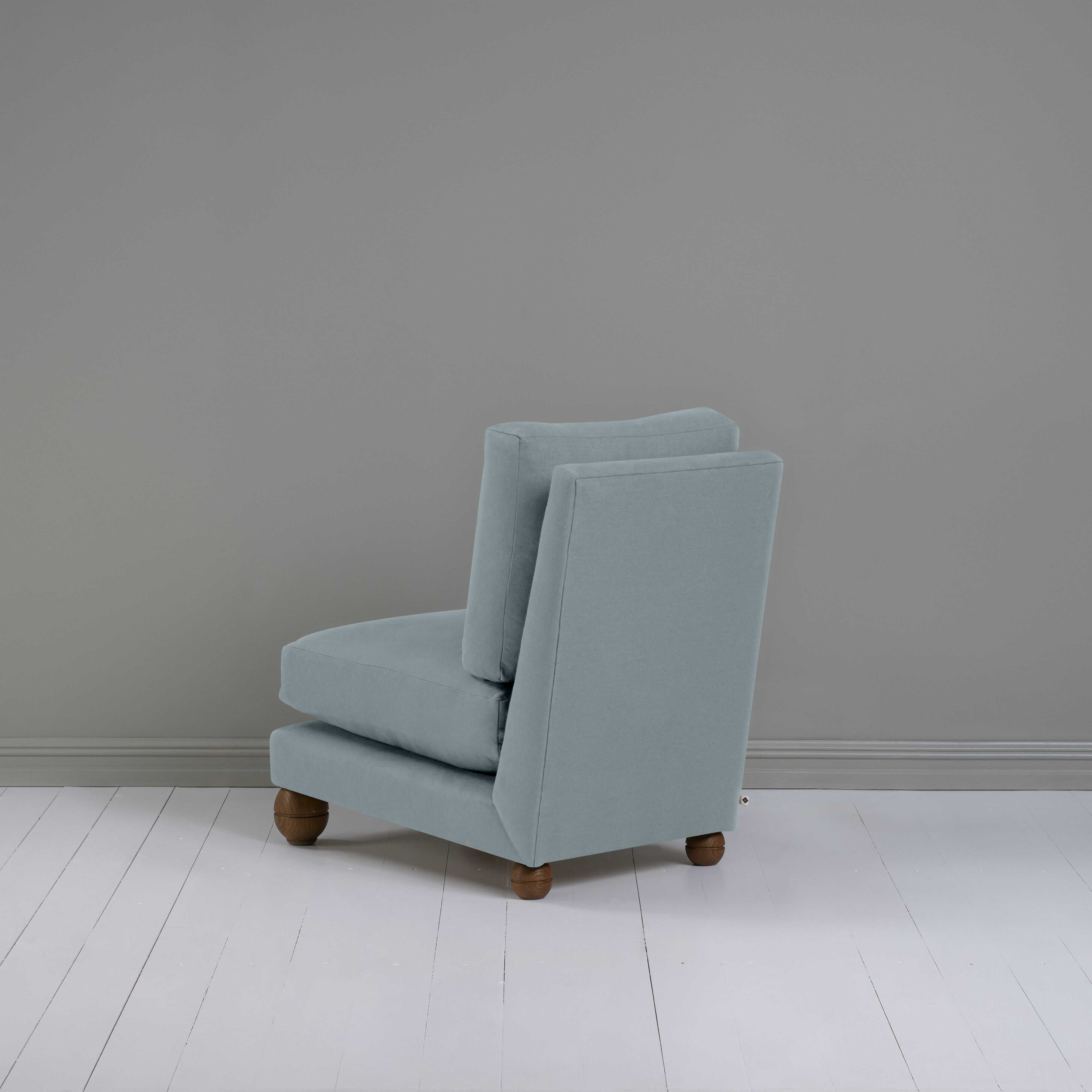Perch Slipper Armchair in Laidback Linen Cerulean, Back View - NiX