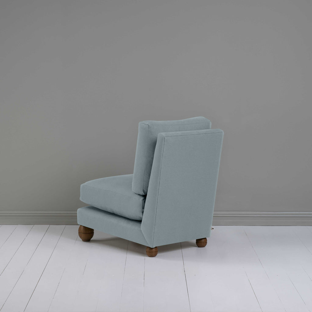 Perch Slipper Armchair in Laidback Linen Cerulean, Back View - NiX