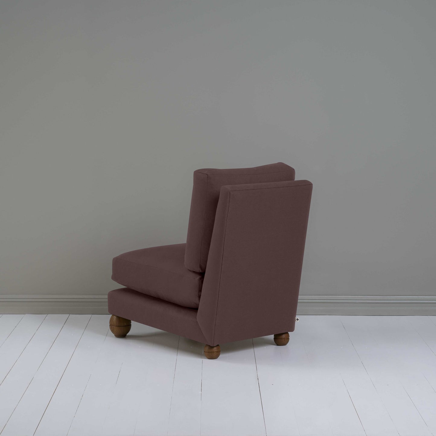 Perch Slipper Armchair in Laidback Linen Damson Back View - NiX
