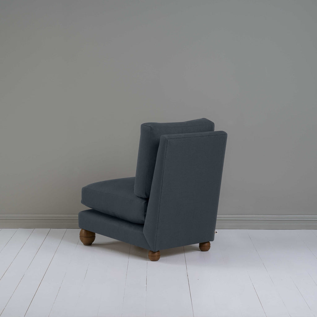Perch Slipper Armchair in Laidback Linen Midnight, Back View - NiX