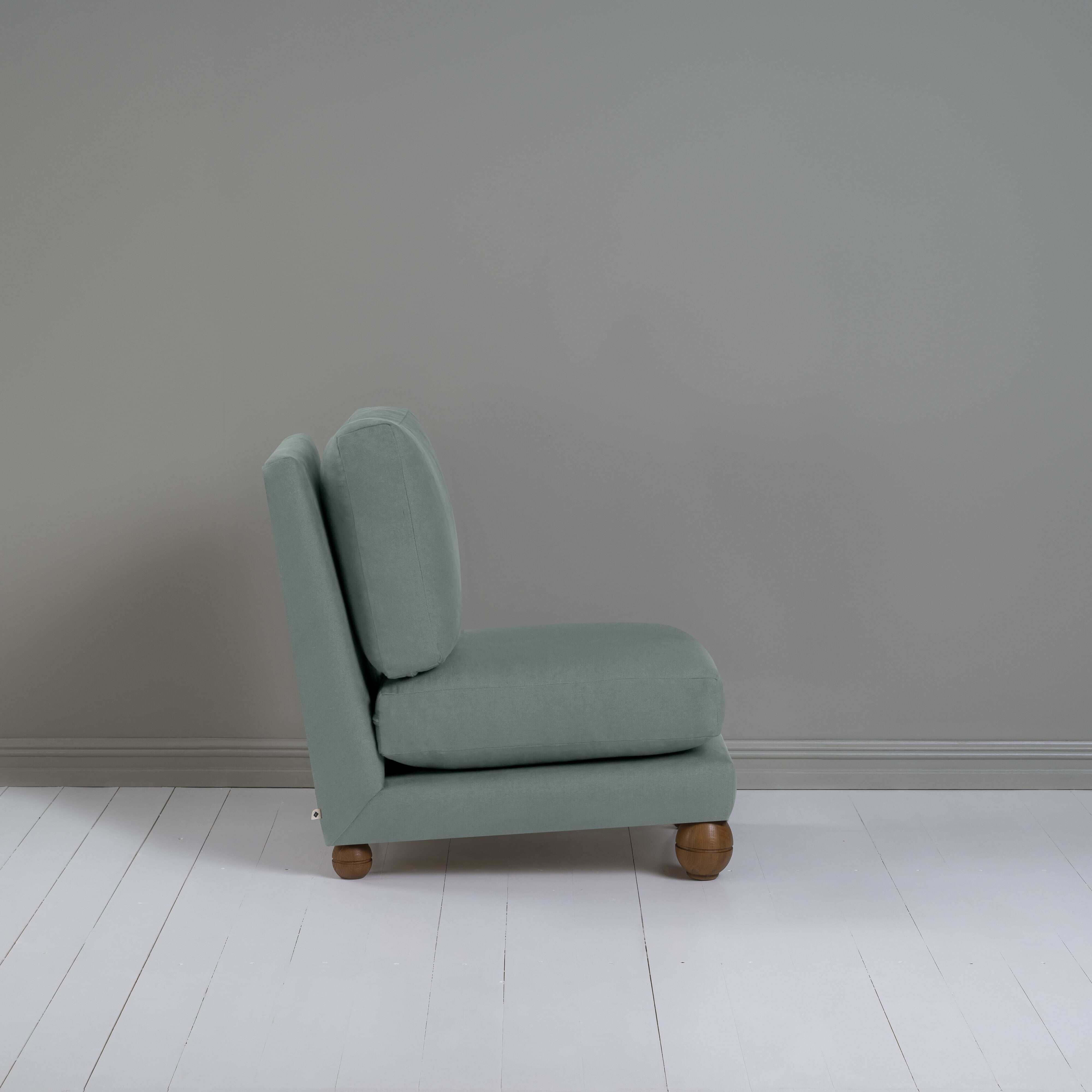 Perch Slipper Armchair in Laidback Linen Mineral, Side View - NiX