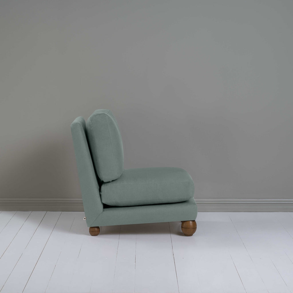 Perch Slipper Armchair in Laidback Linen Mineral, Side View - NiX