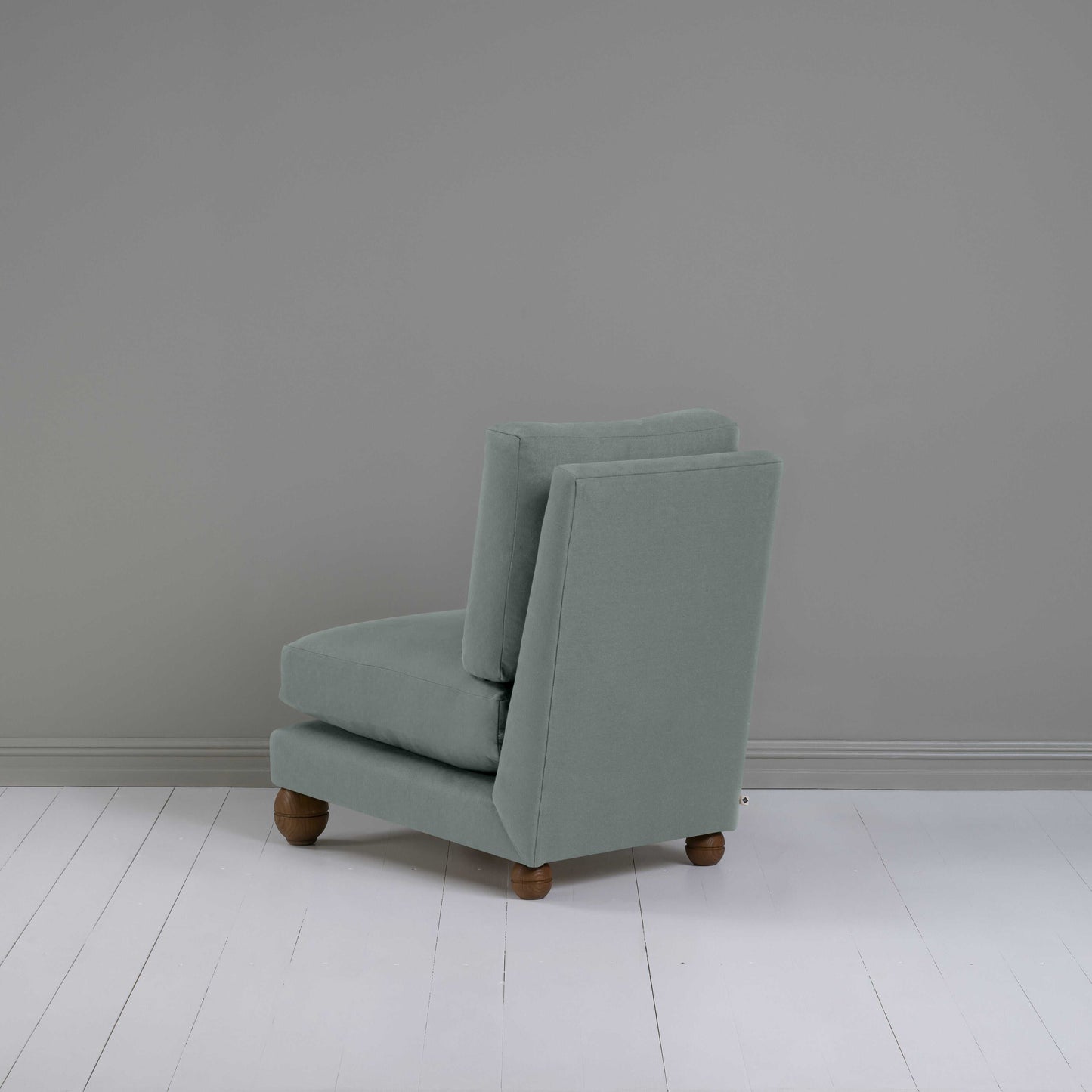 Perch Slipper Armchair in Laidback Linen Mineral, Back View - NiX