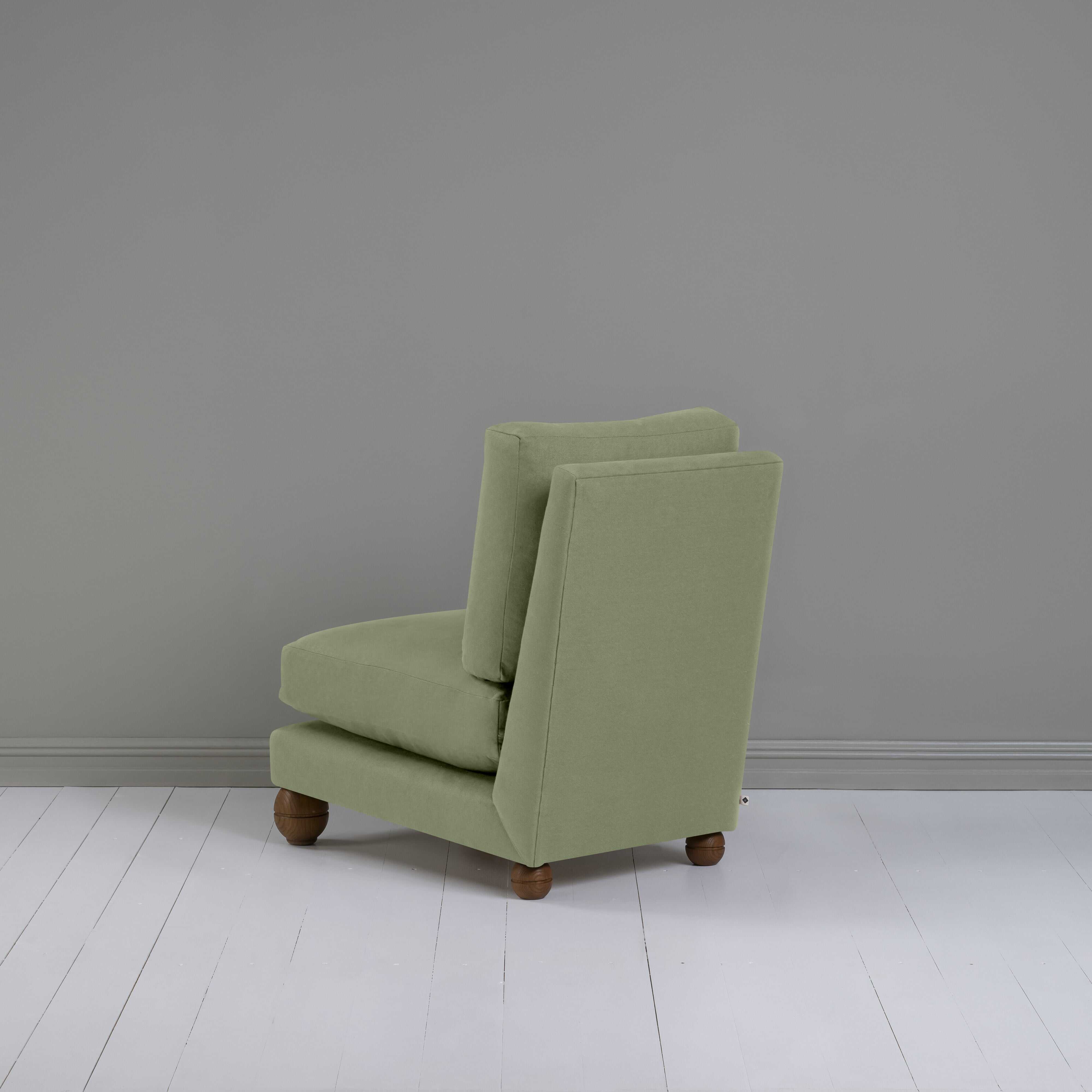 Perch Slipper Armchair in Laidback Linen Moss, Back View - NiX