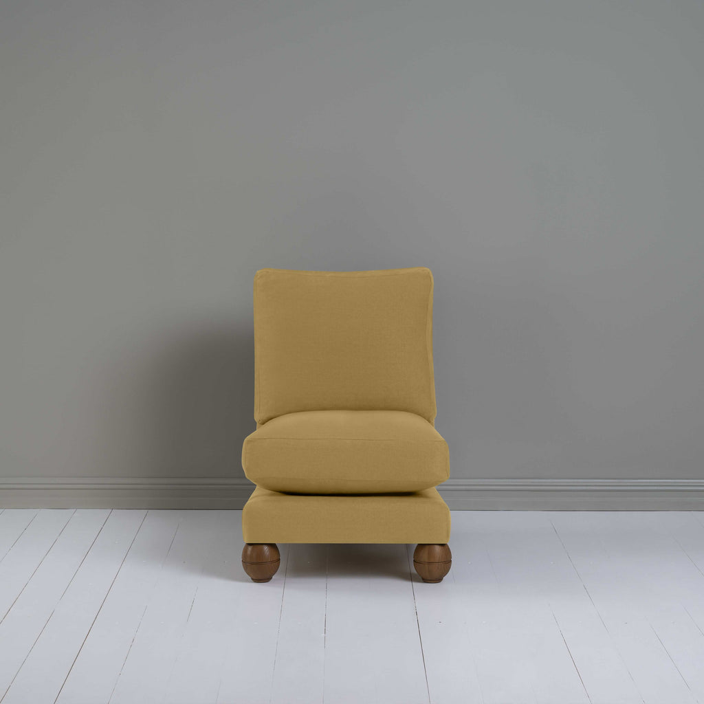 Perch Slipper Armchair in Laidback Linen Ochre Front View - NiX