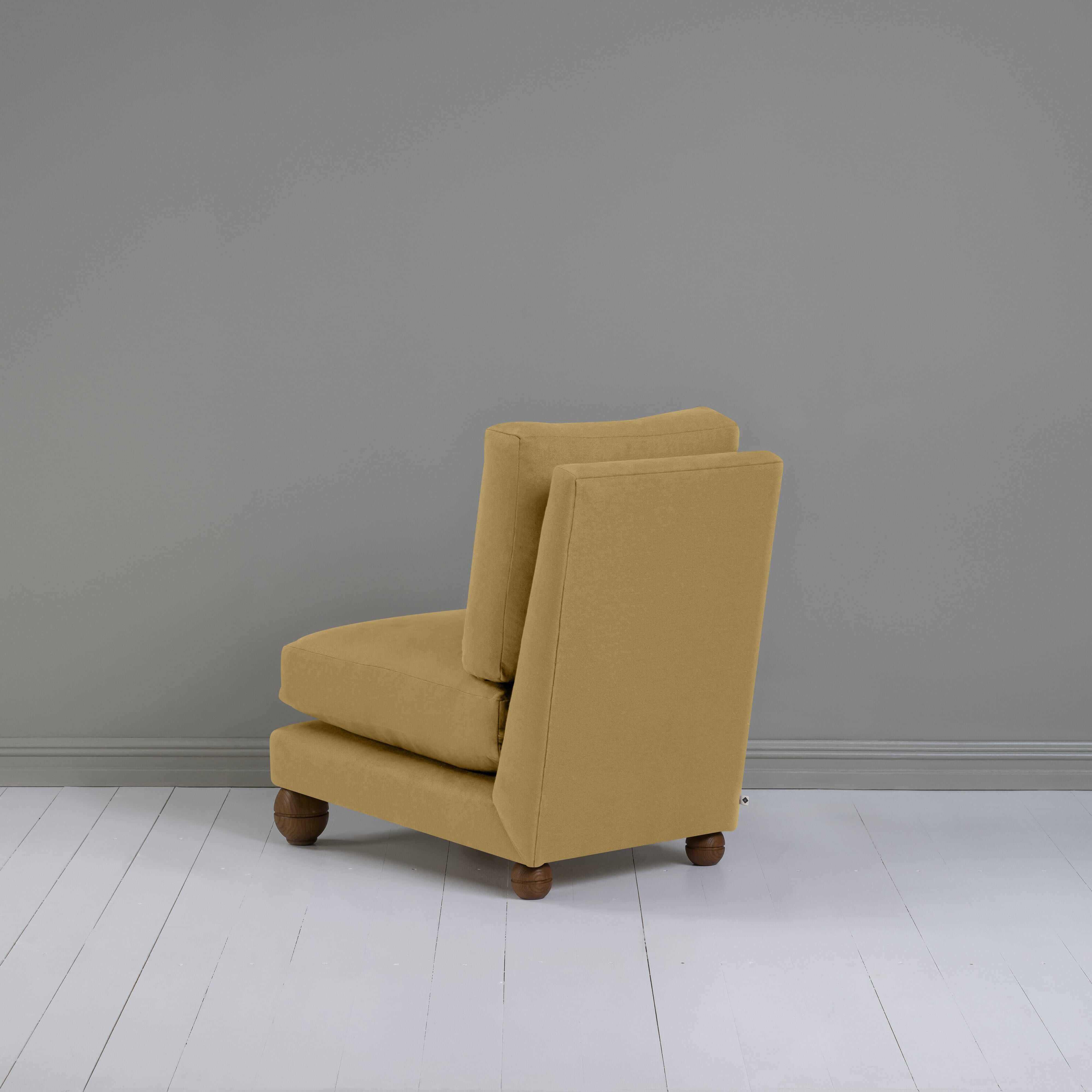 Perch Slipper Armchair in Laidback Linen Ochre, Back View - NiX