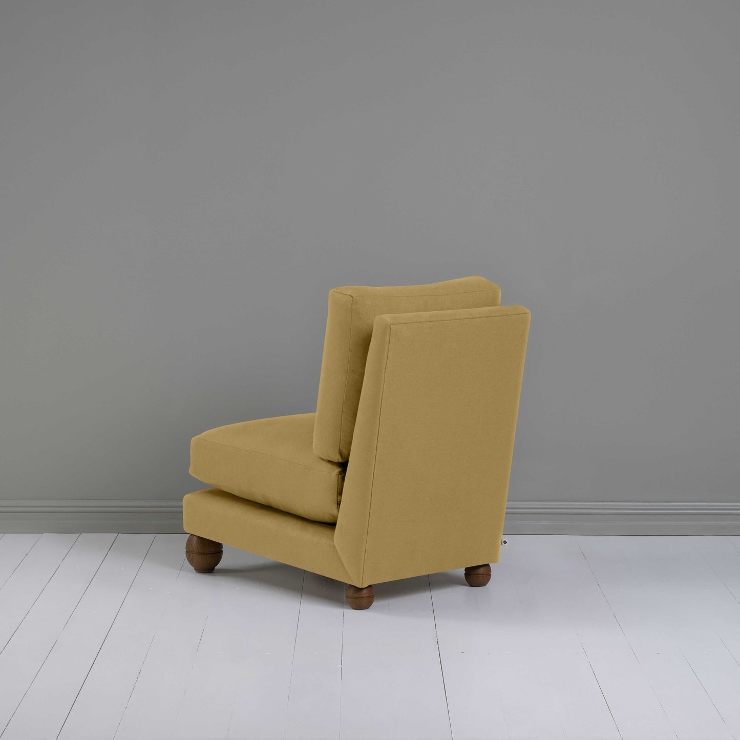Perch Slipper Armchair in Laidback Linen Ochre, Back View - NiX