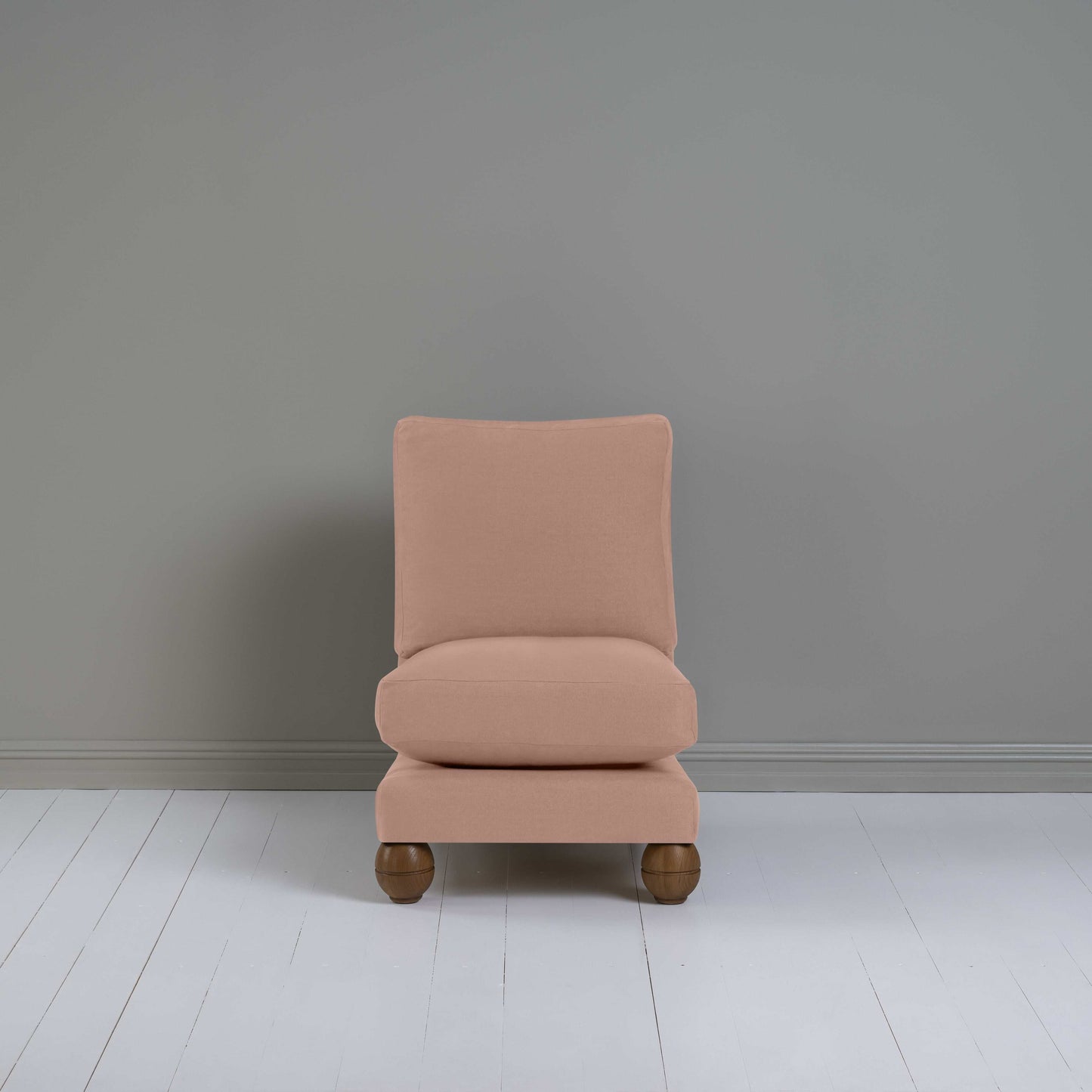Perch Slipper Armchair in Laidback Linen Roseberry Front View - NiX