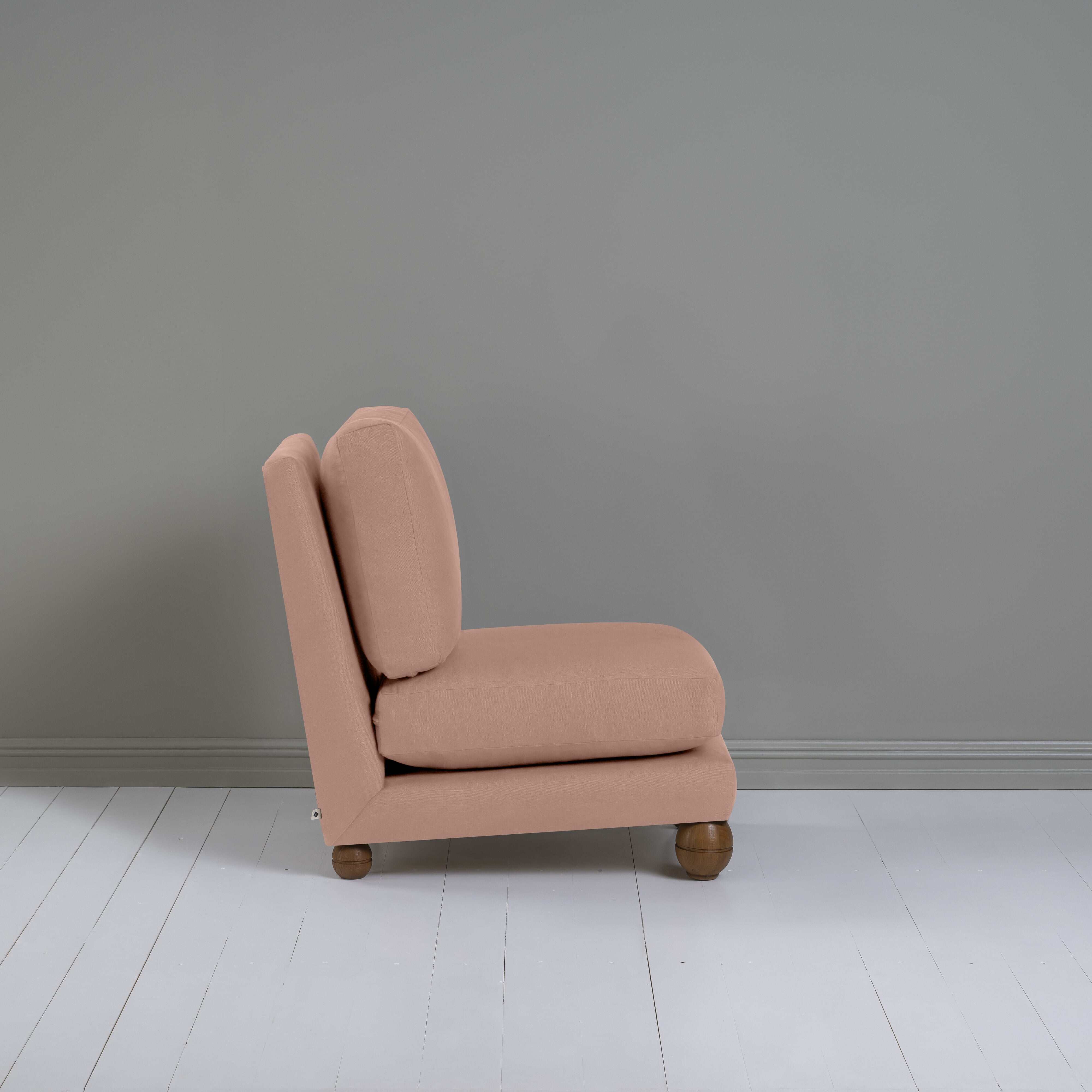 Perch Slipper Armchair in Laidback Linen Roseberry, Side View - NiX