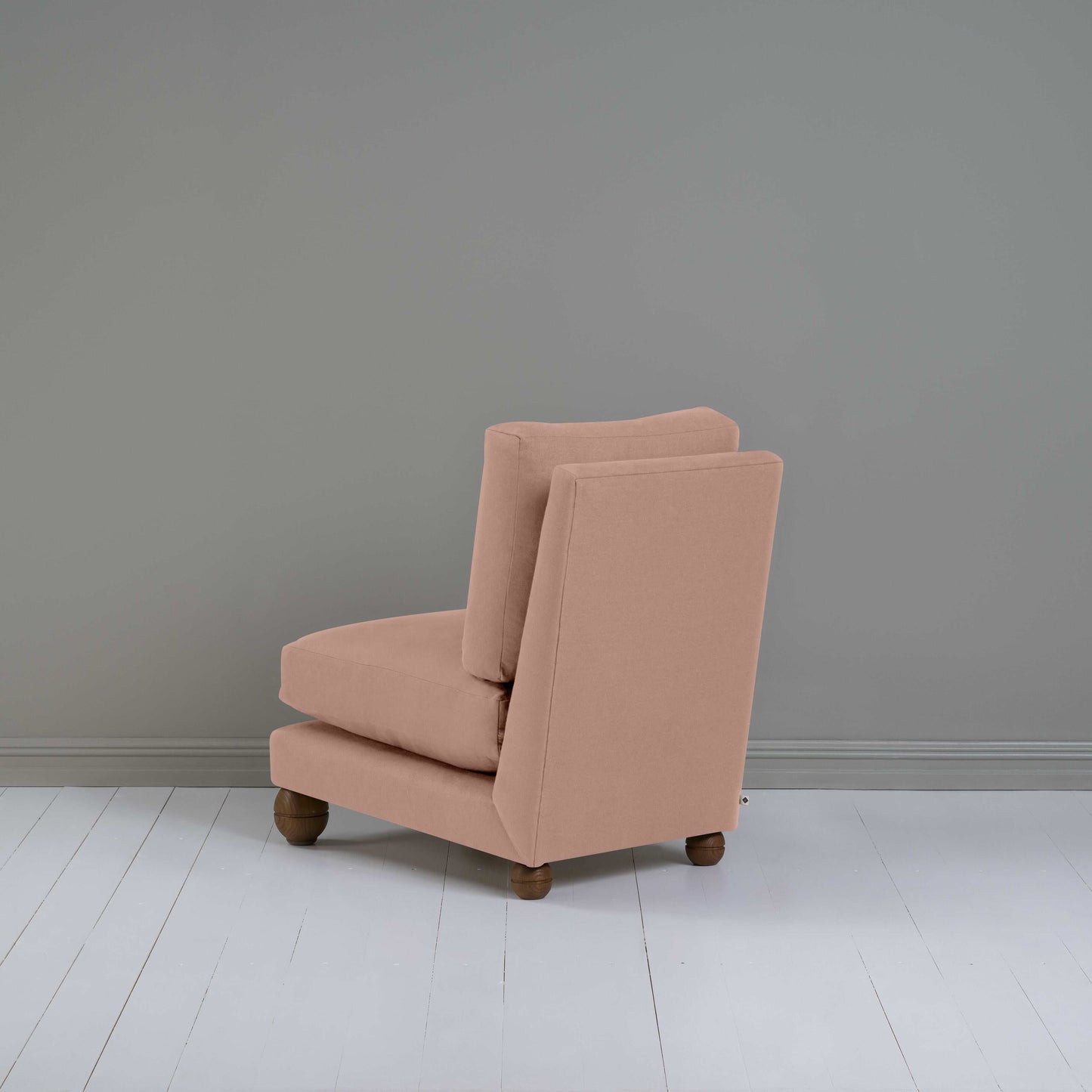 Perch Slipper Armchair in Laidback Linen Roseberry, Back View - NiX