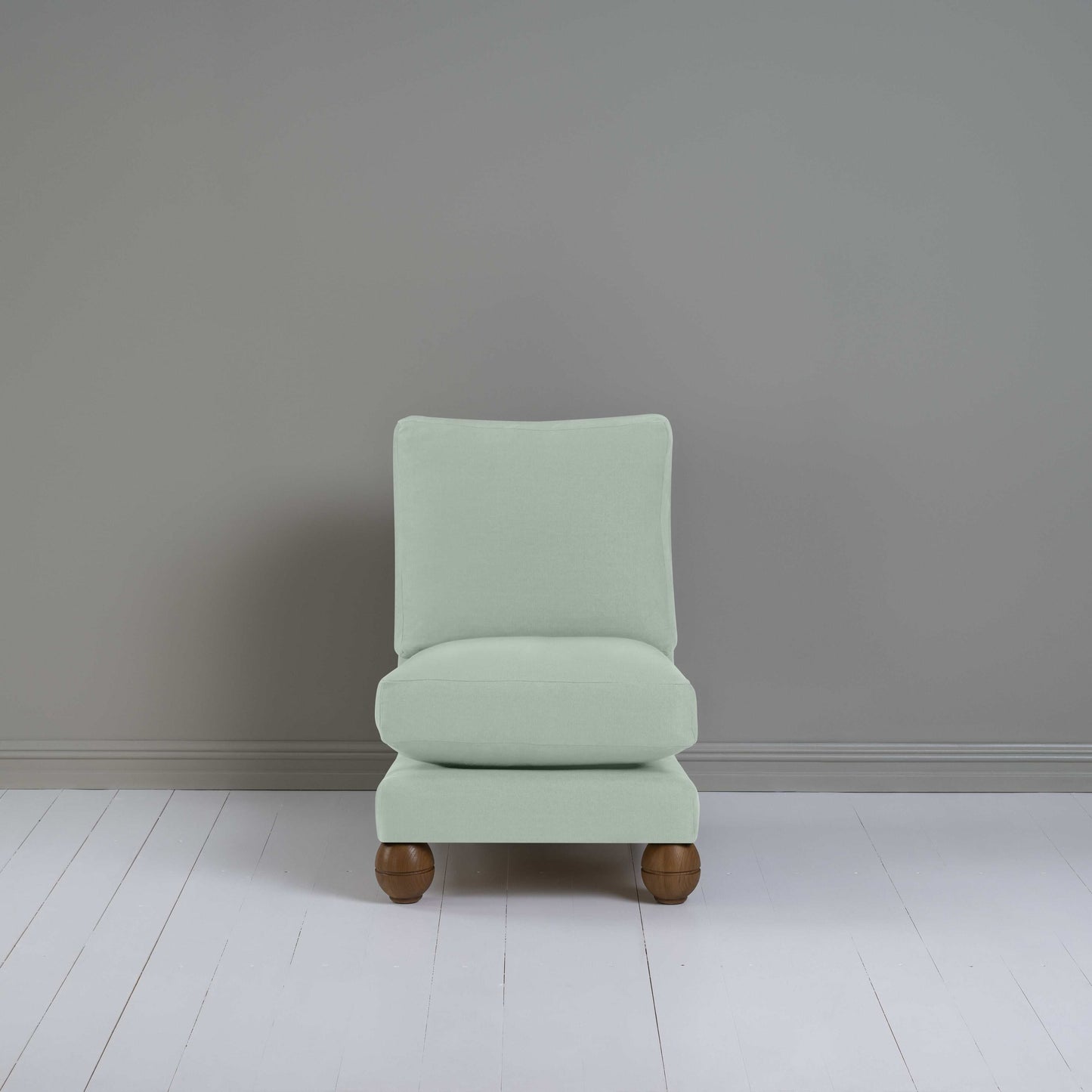 Perch Slipper Armchair in Laidback Linen Sky Front View - NiX