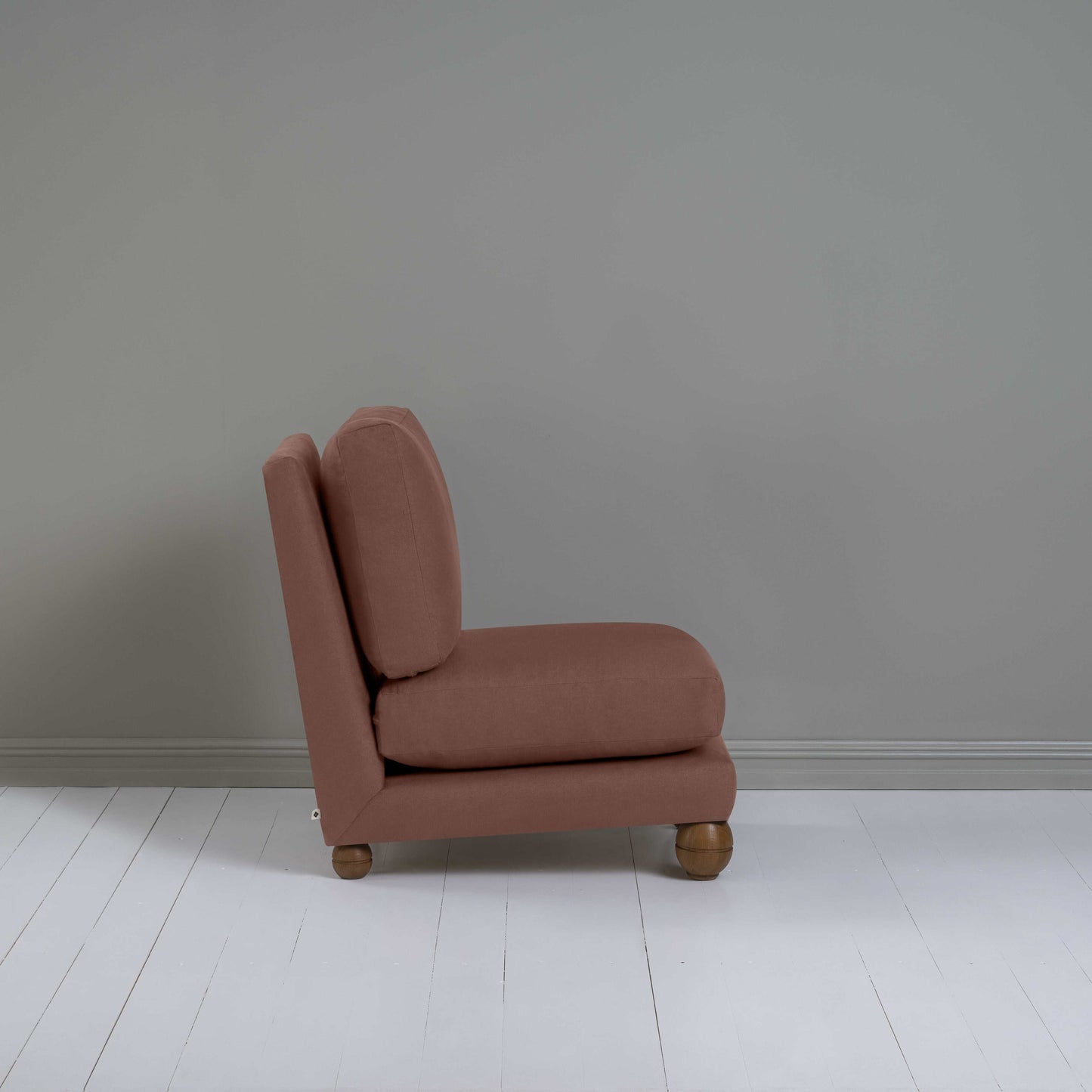 Perch Slipper Armchair in Laidback Linen Sweet Briar, Side View - NiX