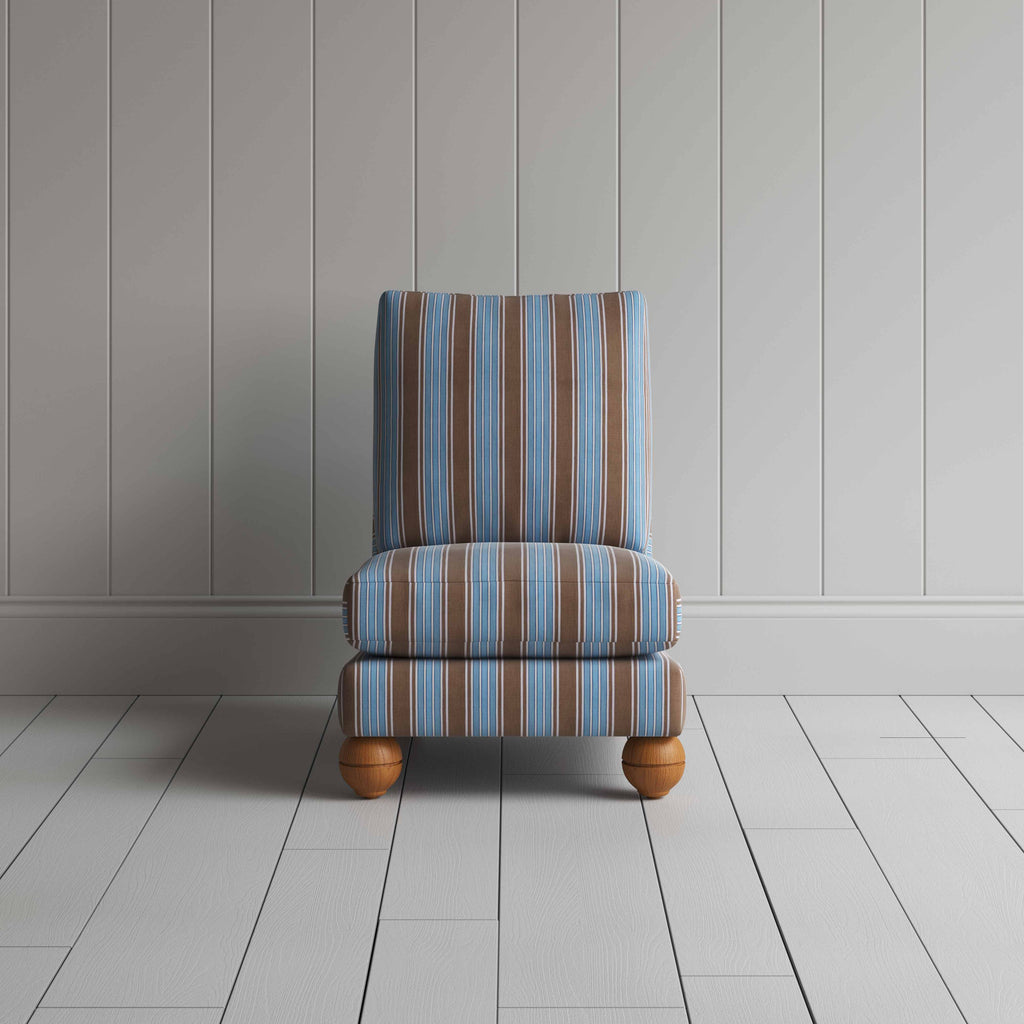 Perch Slipper Armchair in Regatta Cotton, Blue, Front View - NiX