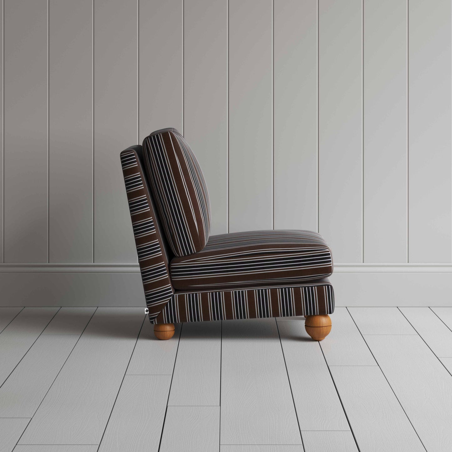 Perch Slipper Armchair in Regatta Cotton, Charcoal