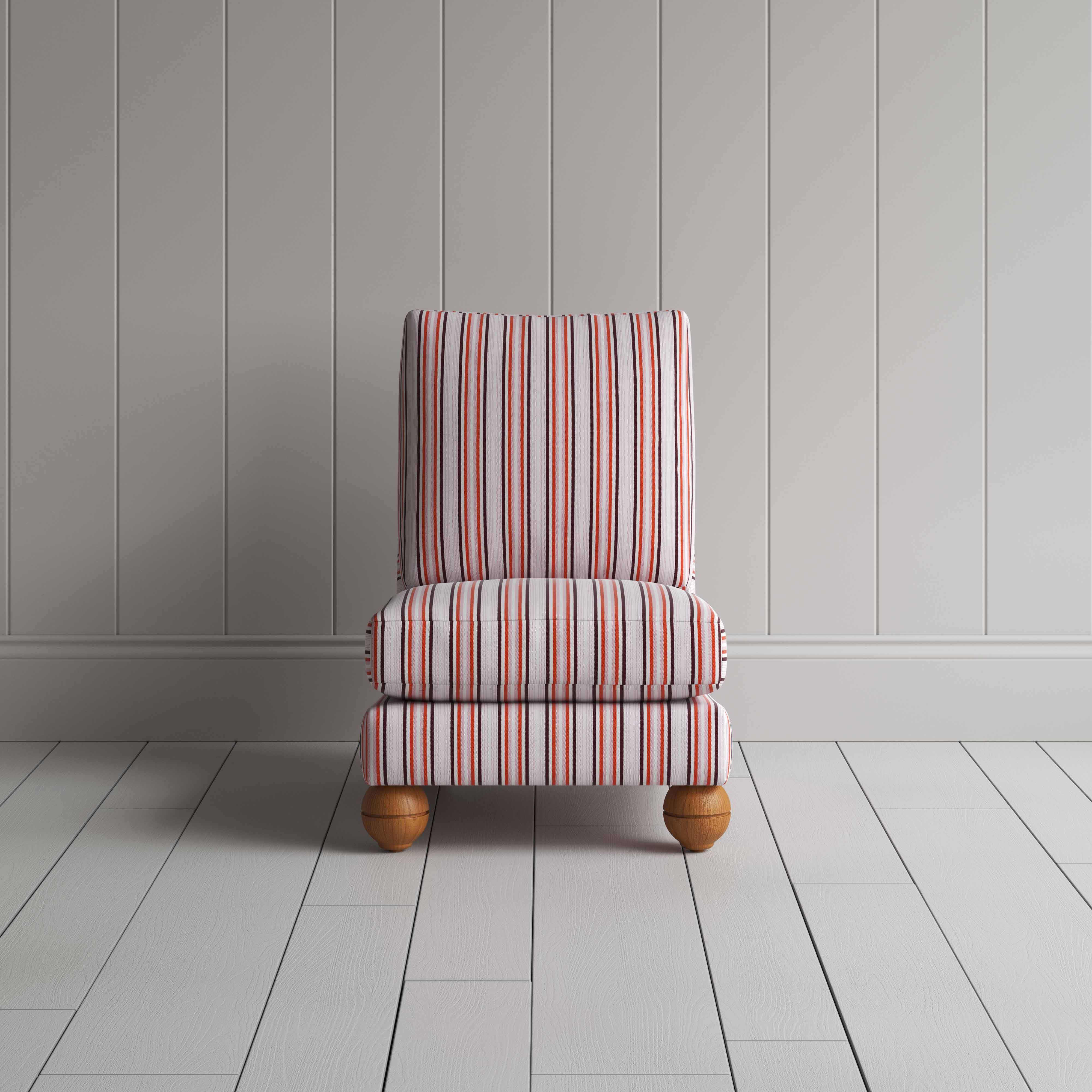 Perch Slipper Armchair in Slow Lane Cotton Linen, Berry, Front View - NiX