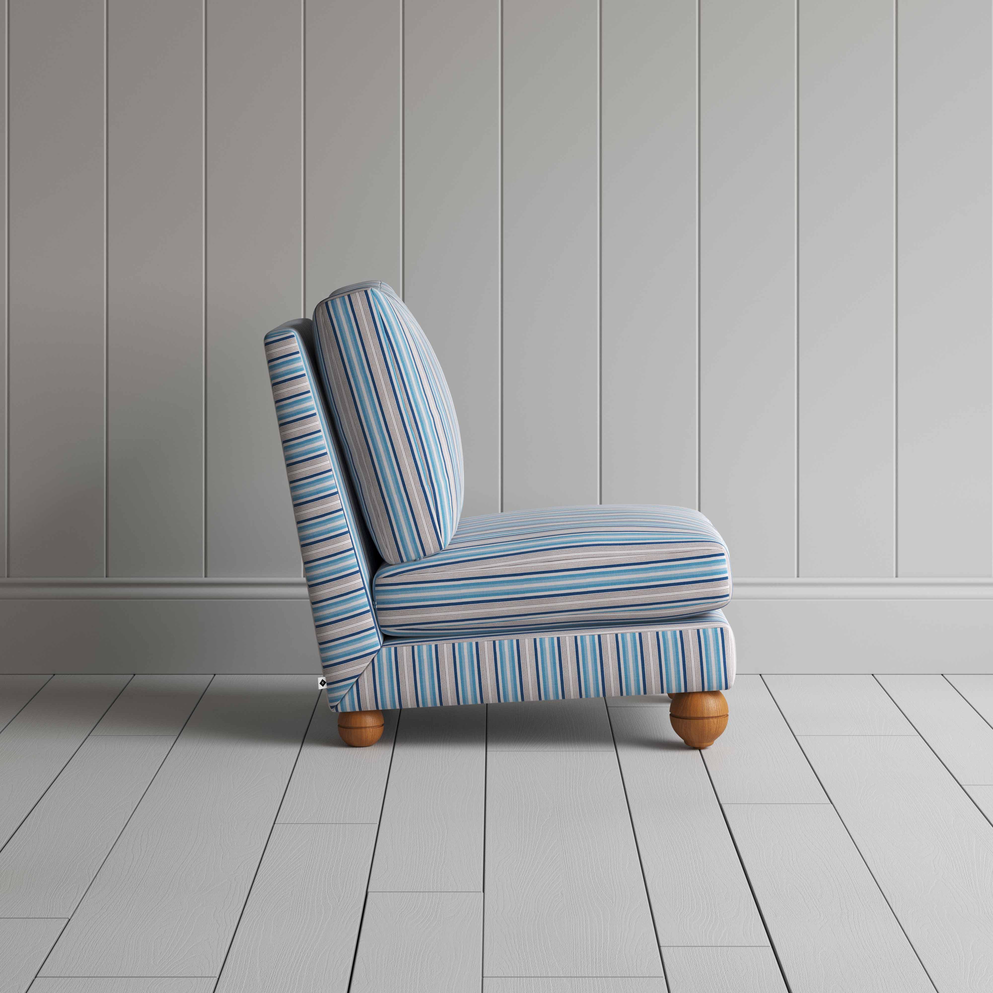  Perch Slipper Armchair in Slow Lane Cotton Linen, Blue 