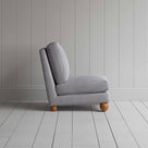 Perch Slipper Armchair in Ticking Cotton, Blue Brown Side View - By NiX