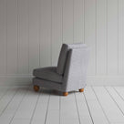 Perch Slipper Armchair in Ticking Cotton, Blue Brown Back View - By NiX