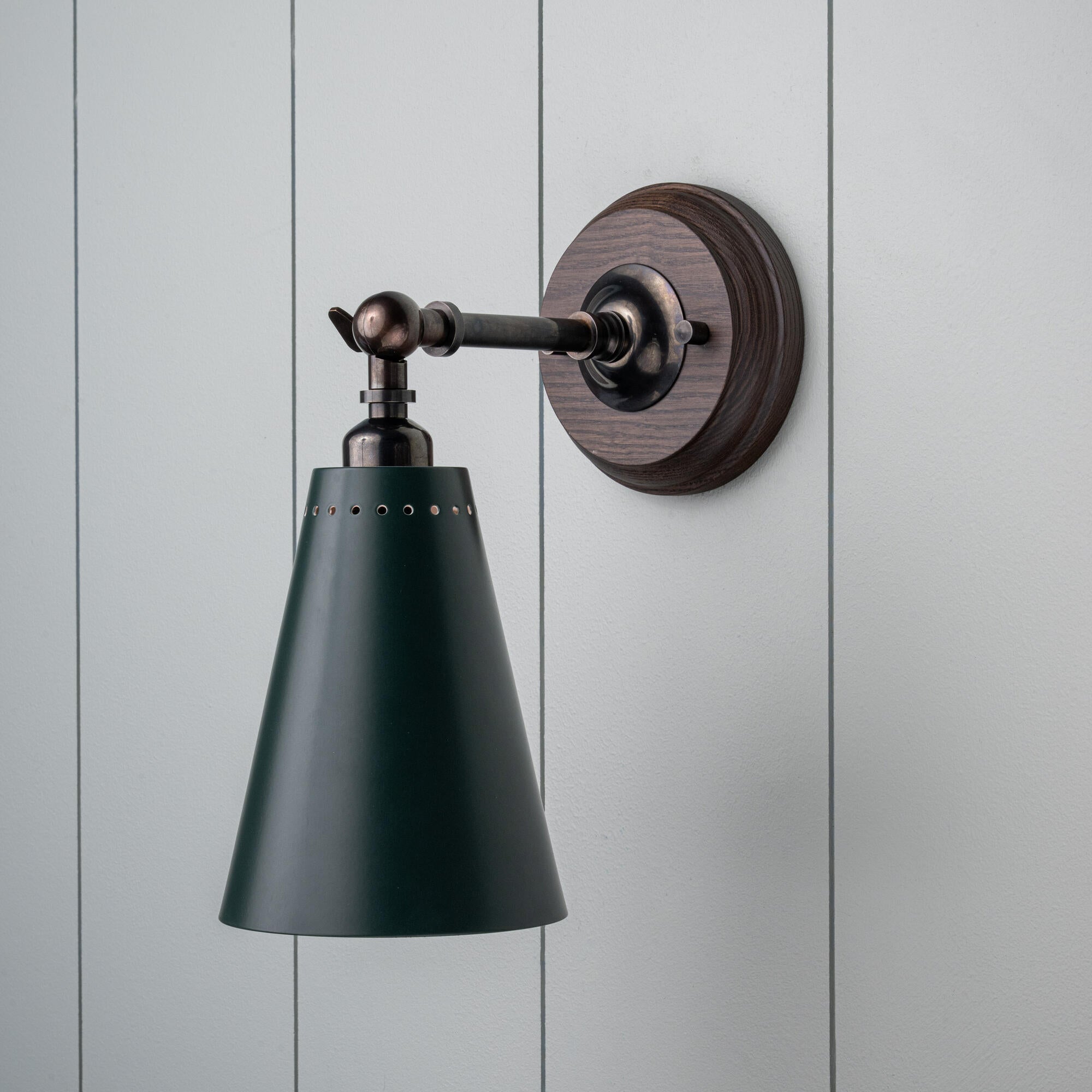 Brass Wall Light With Green Lampshade