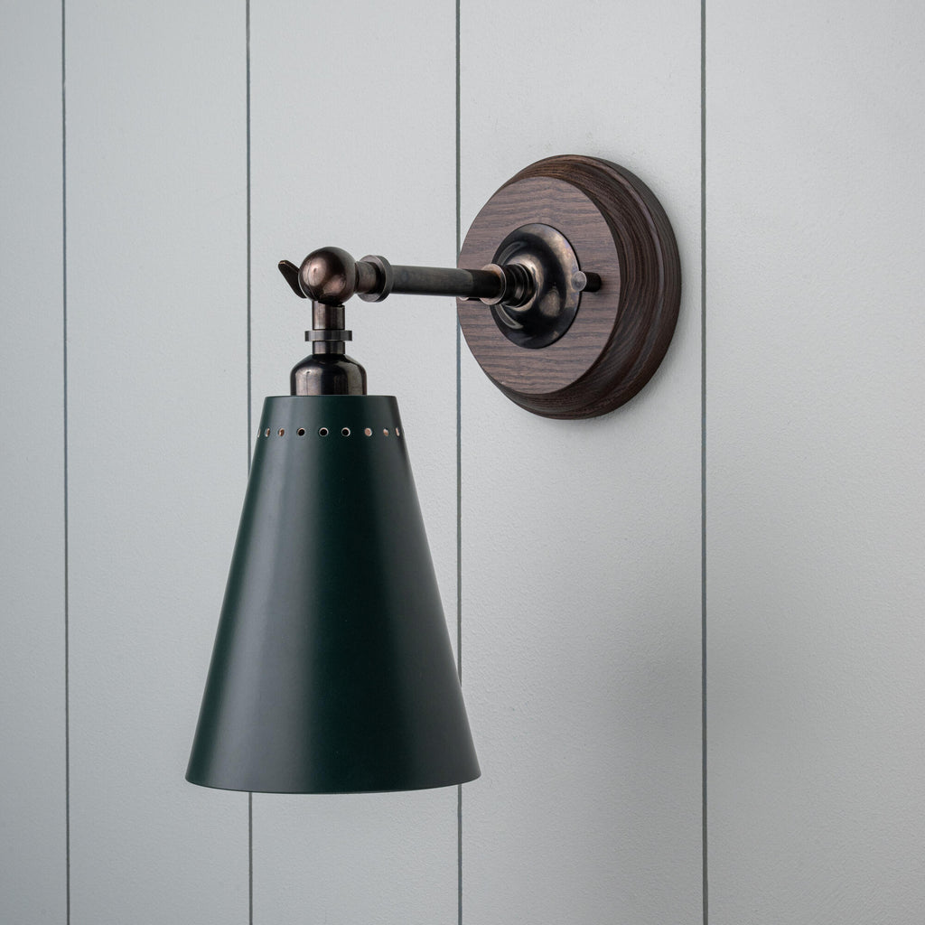 Brass Wall Light With Green Lampshade