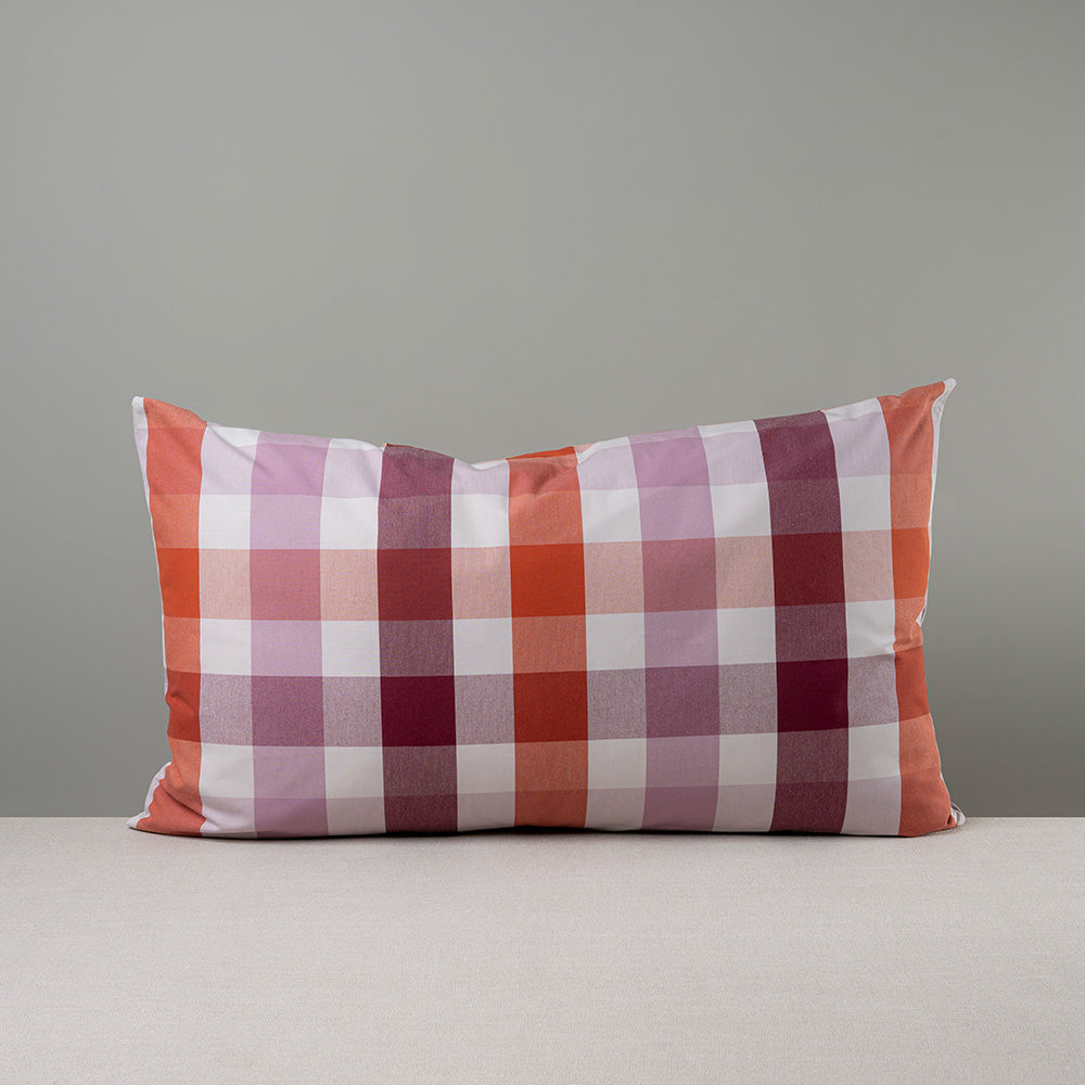  Rectangle Lollop Cushion in Checkmate Cotton, Berry 