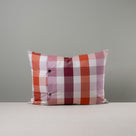 Back Side of Medium Rectangle Lollop Cushion in Red Cotton, Berry With 2 Buttons