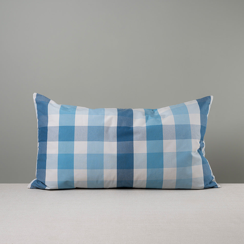 Rectangle Lollop Cushion in Checkmate Cotton, Blue