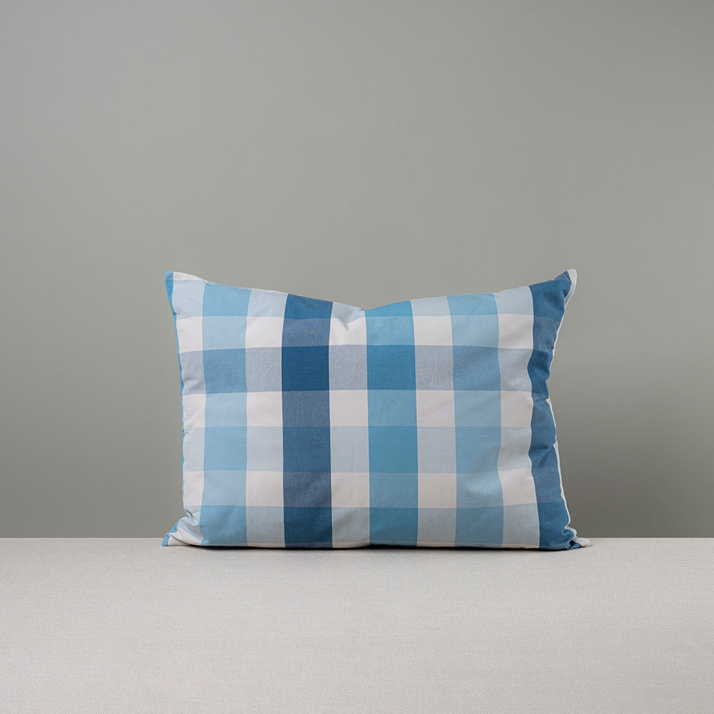 Rectangle Lollop Cushion in Checkmate Cotton, Blue