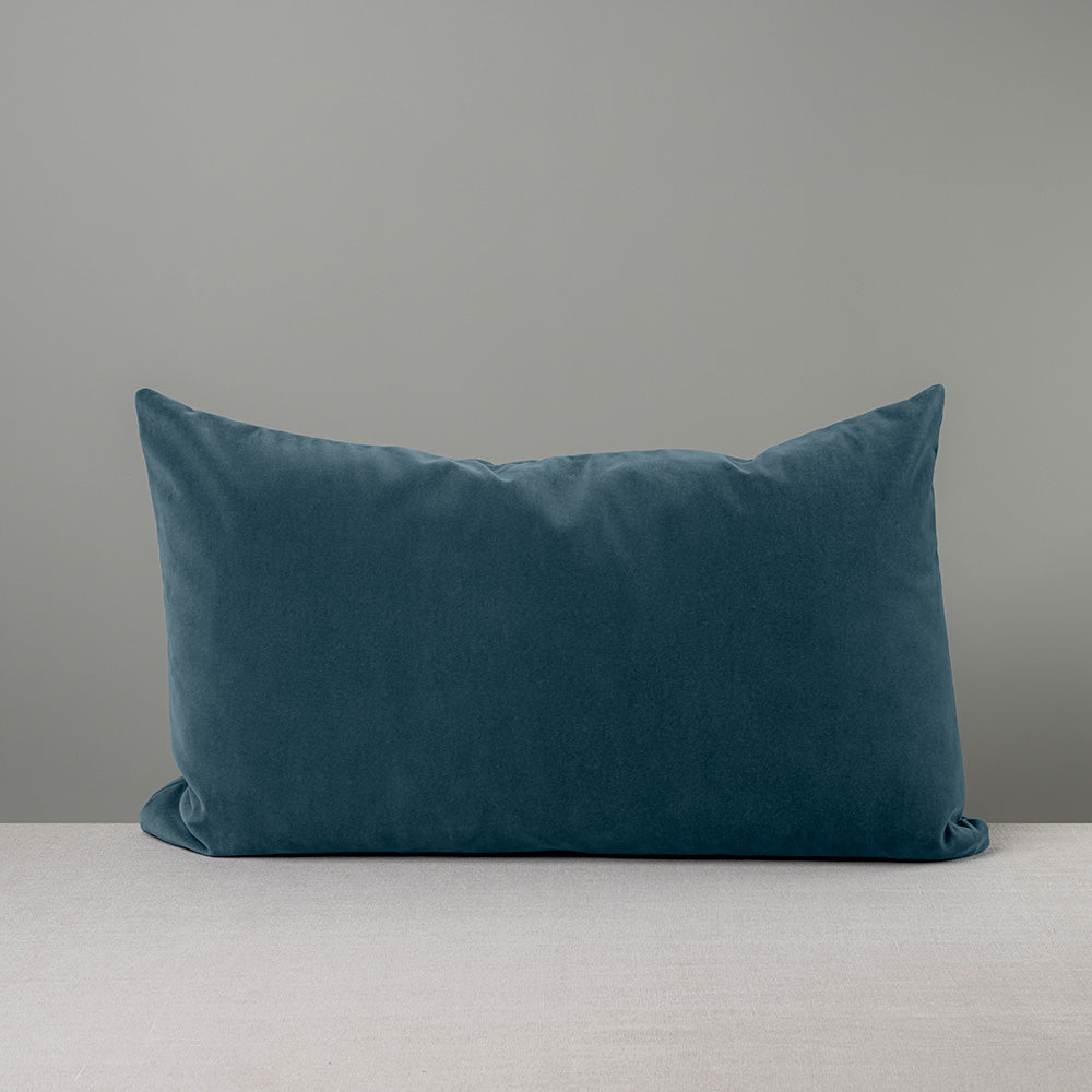 Front Side of Large Rectangle Lollop Cushion Blue(Aegean) Velvet - NiX Studio London