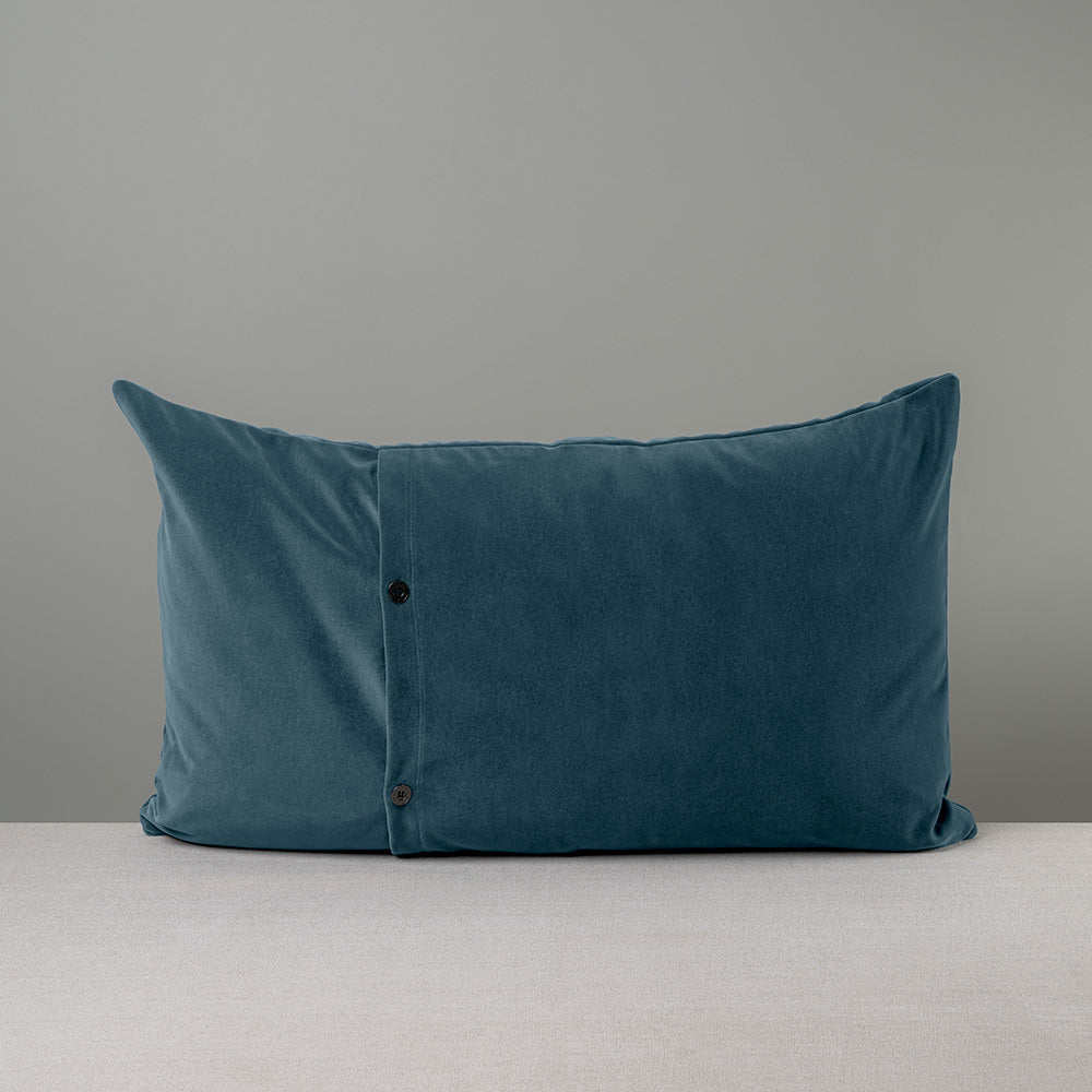 Back Side of Large Rectangle Lollop Cushion Blue(Aegean) Velvet With 2 Buttons - NiX
