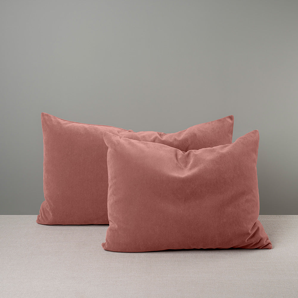 2 Large & Medium Size Rectangle Lollop Cushion in Pink(Damson) Velvet - Nicola Harding