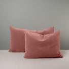 2 Large & Medium Size Rectangle Lollop Cushion in Pink(Damson) Velvet - Nicola Harding