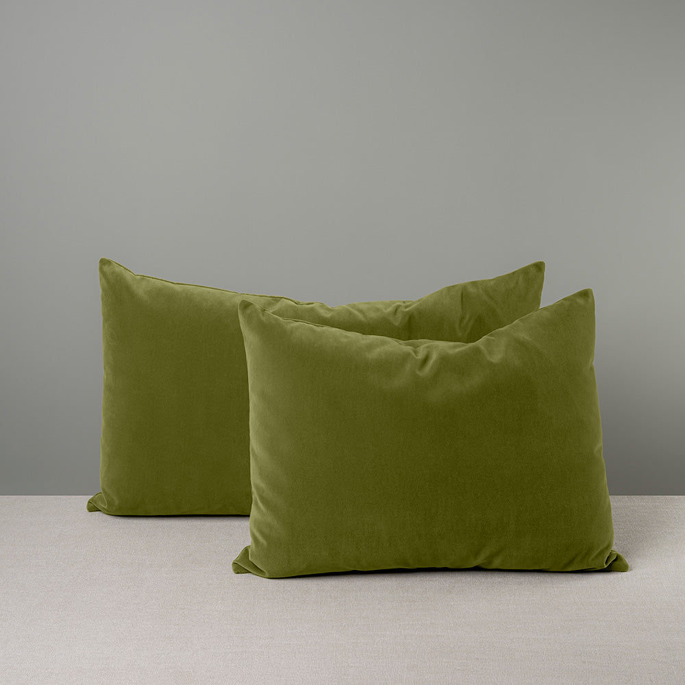 2 Large & Medium Size Rectangle Lollop Cushion in Green Velvet - Nicola Harding & Co.