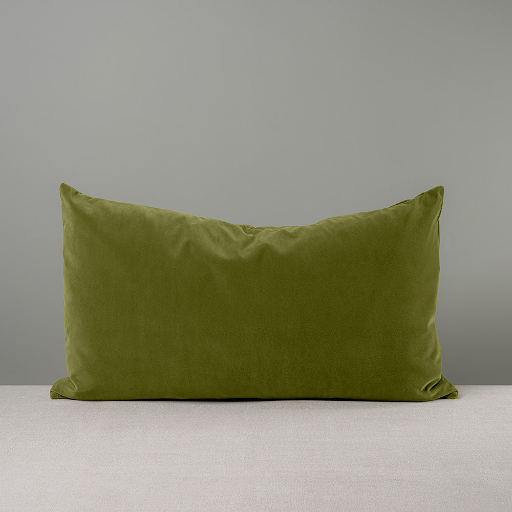 Front Side of Large Rectangle Lollop Cushion in Green Velvet - By Nicola Harding & Co.