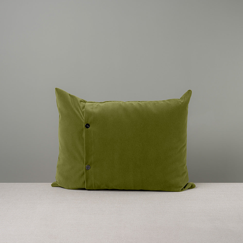 Back Side of Medium Rectangle Lollop Cushion in Green Velvet With 2 Buttons - By NiX