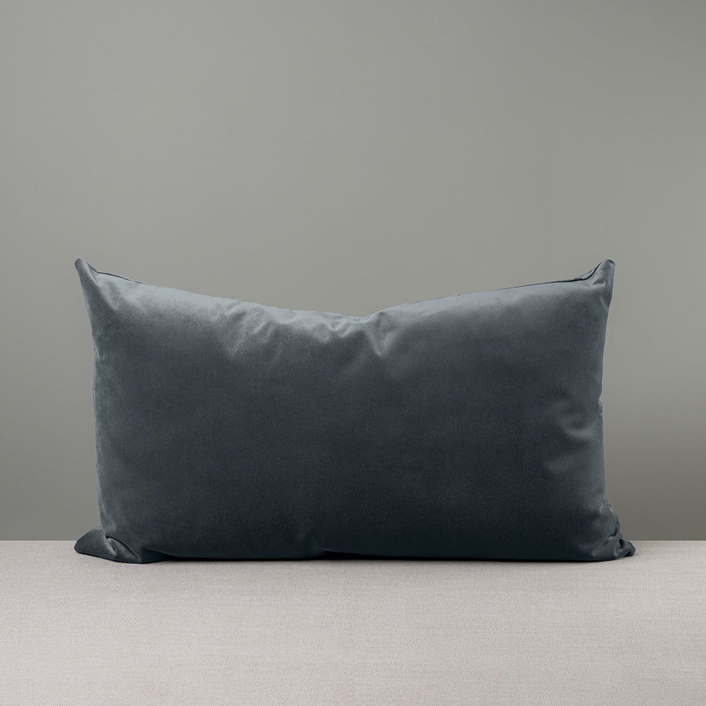 Front Side of Large Rectangle Lollop Cushion in Grey(Mercury) Velvet - By Nicola Harding & Co.